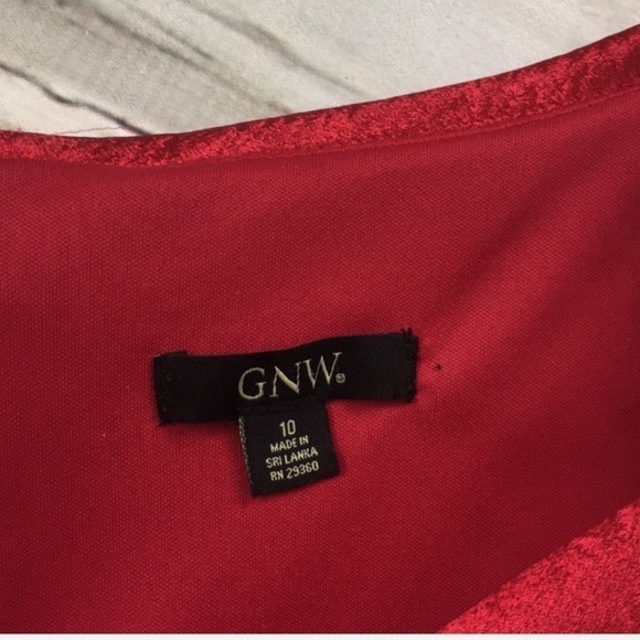 GNW Dress Christmas Red Shine Sheath Sleeveless Ruched 10 - Picture 8 of 8
